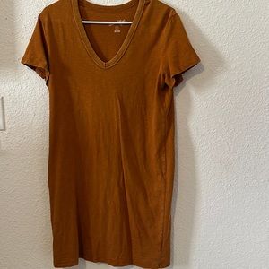 Rust Colored V Neck T-Shirt Dress